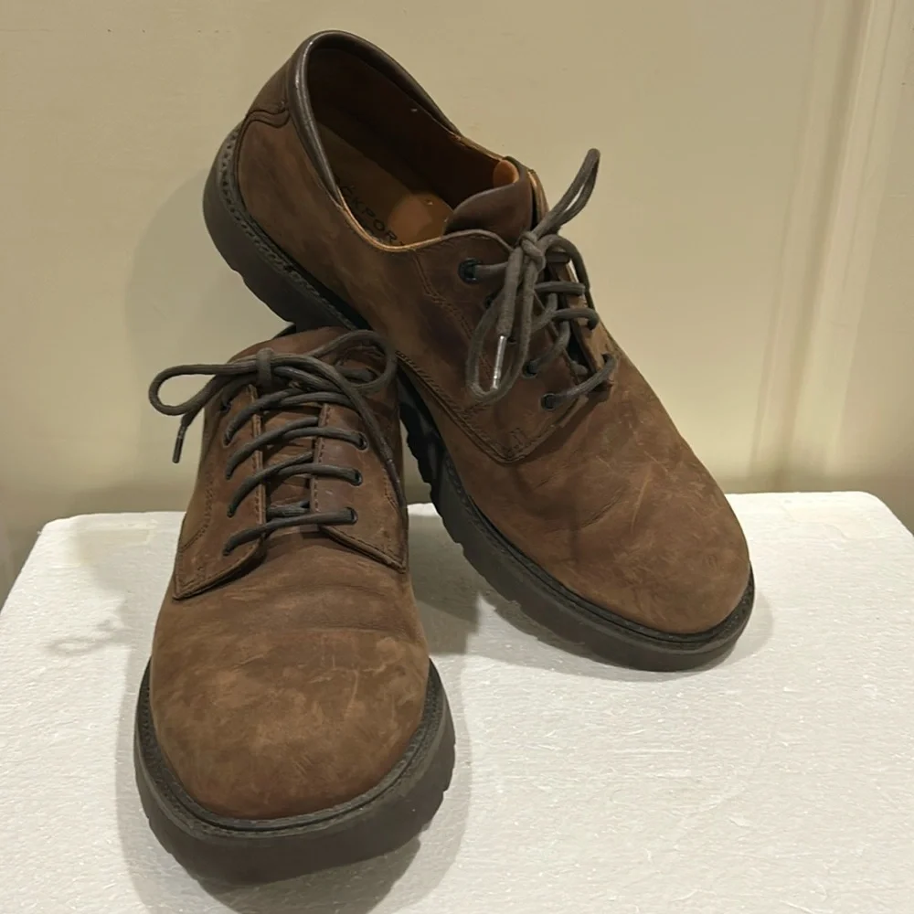 Rockport mens lace up Leather Waterproof Oxford Shoes Low Top size 10M brown
